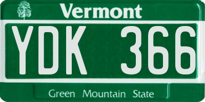 VT license plate YDK366