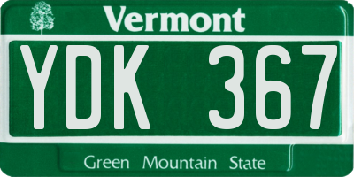 VT license plate YDK367