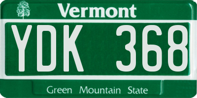 VT license plate YDK368
