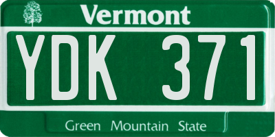 VT license plate YDK371