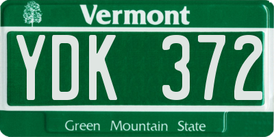 VT license plate YDK372