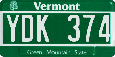 VT license plate YDK374