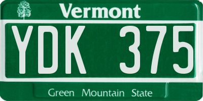 VT license plate YDK375