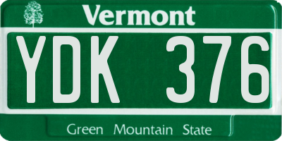 VT license plate YDK376