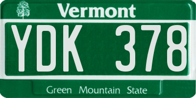 VT license plate YDK378