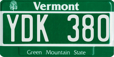 VT license plate YDK380