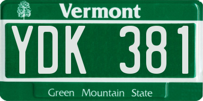 VT license plate YDK381