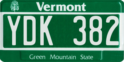 VT license plate YDK382