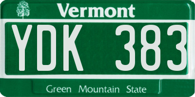VT license plate YDK383