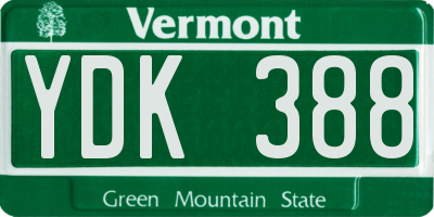 VT license plate YDK388
