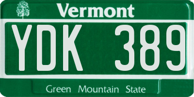 VT license plate YDK389