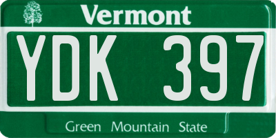 VT license plate YDK397