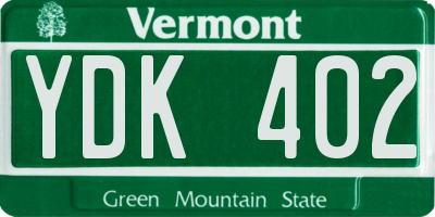 VT license plate YDK402