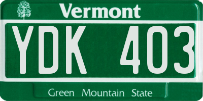 VT license plate YDK403