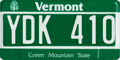 VT license plate YDK410