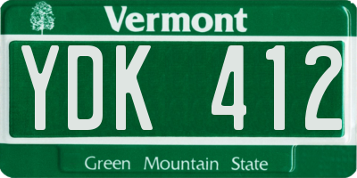 VT license plate YDK412