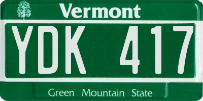 VT license plate YDK417