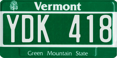 VT license plate YDK418