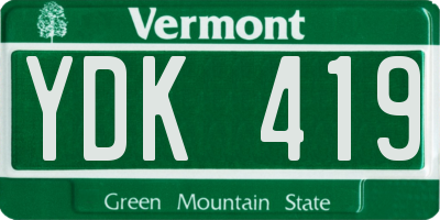 VT license plate YDK419