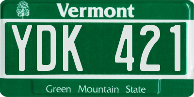 VT license plate YDK421