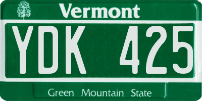 VT license plate YDK425