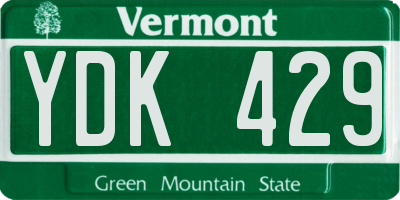 VT license plate YDK429