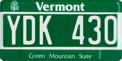 VT license plate YDK430