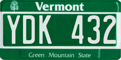 VT license plate YDK432