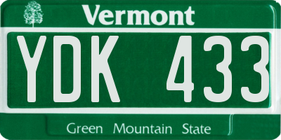 VT license plate YDK433