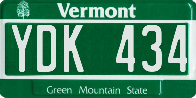 VT license plate YDK434