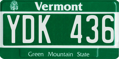 VT license plate YDK436