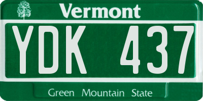 VT license plate YDK437