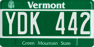 VT license plate YDK442