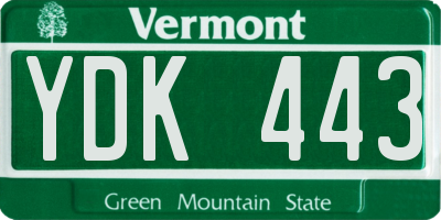 VT license plate YDK443