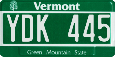 VT license plate YDK445