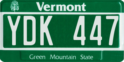 VT license plate YDK447