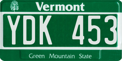 VT license plate YDK453