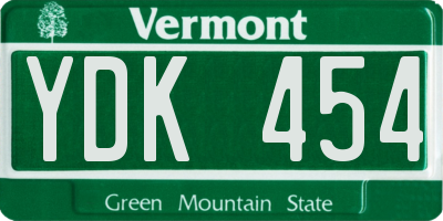 VT license plate YDK454