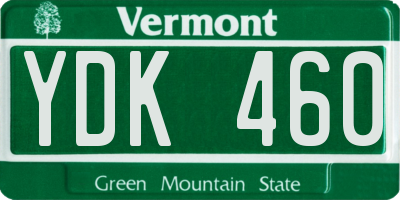 VT license plate YDK460