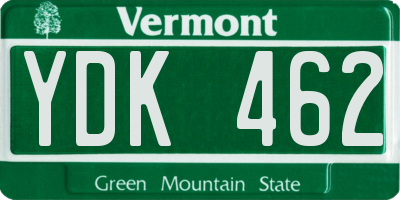VT license plate YDK462