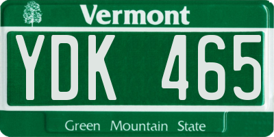 VT license plate YDK465