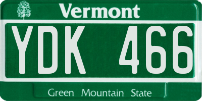 VT license plate YDK466