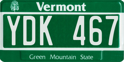 VT license plate YDK467