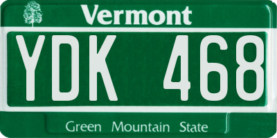 VT license plate YDK468