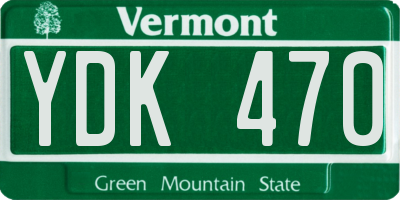 VT license plate YDK470