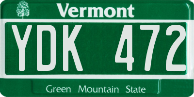 VT license plate YDK472