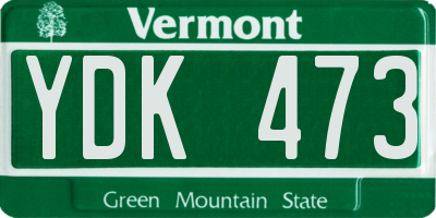 VT license plate YDK473