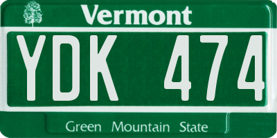 VT license plate YDK474