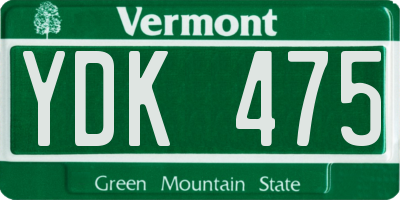 VT license plate YDK475