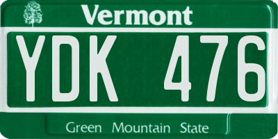 VT license plate YDK476